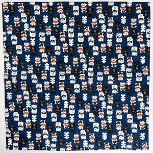 Maneki Neko beckoning cat design Blue Furoshiki traditional Japanese wrapping cloths made in Japan