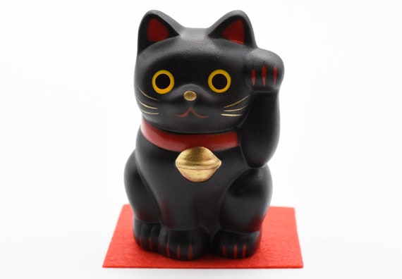 Maneki Neko Black Color Beckoning Cat Lucky Cat for Good