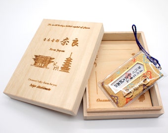 Japanese OMAMORI AMULET CHARM for "Sacrifice" gold from Enshu Sigisan Bisyamon Ten from Nara Japan