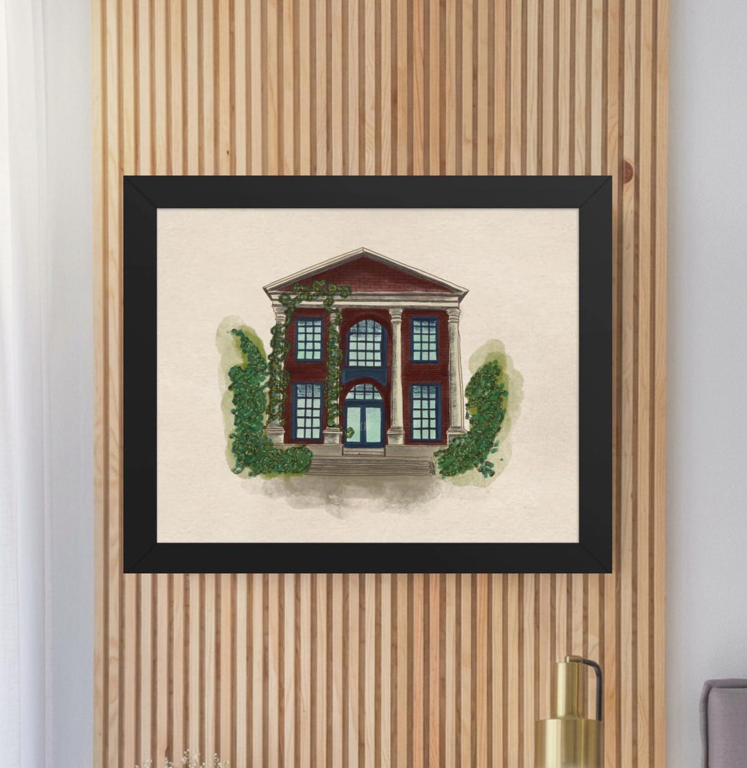The Library Watercolor and Ink Framed Print - Etsy