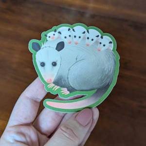 Cute Mama Opossum Vinyl Sticker | Possum Sticker | Laptop Sticker