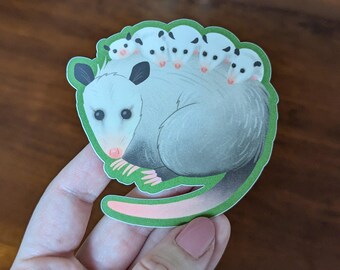 Cute Mama Opossum Vinyl Sticker | Possum Sticker | Laptop Sticker