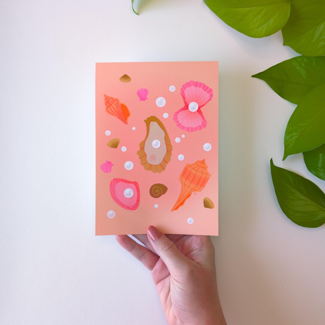 Colorful Shell and Pearl Print | Seashell Print | Beach Print ...