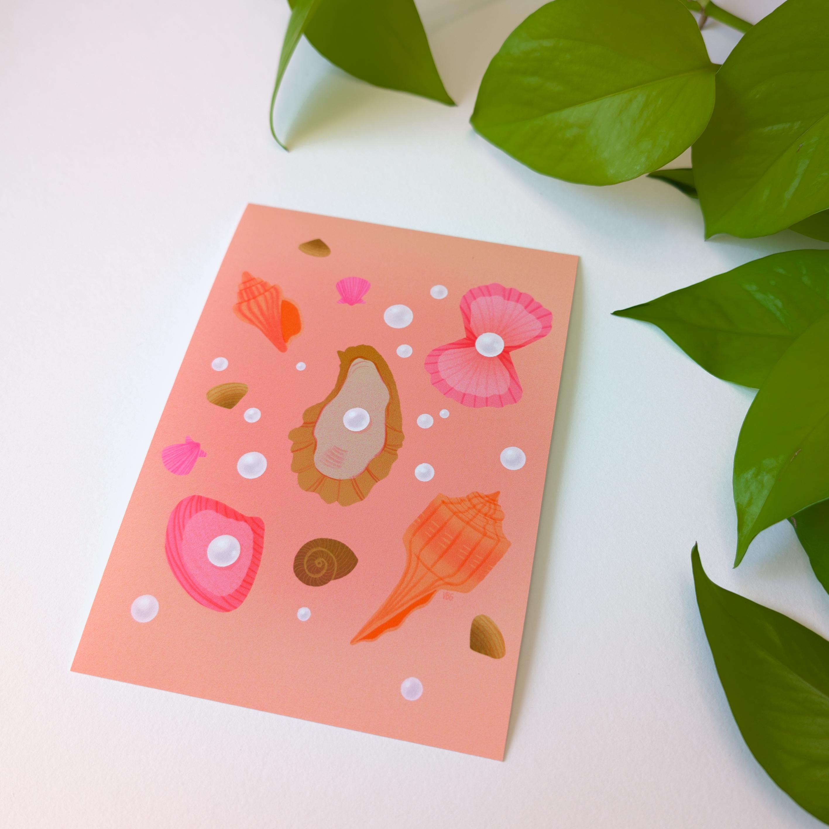 Colorful Shell and Pearl Print | Seashell Print | Beach Print ...