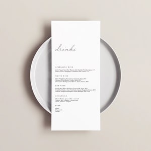 Classic Menu Template &quot;drinks&quot; | Calligraphy | Instant Download | Editable #APS101