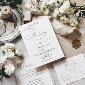 Klassisches Hochzeitseinladungs-Set | Kalligraphie | Sofortdownload | Bearbeitbar #APS101