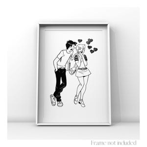 Jughead & Betty Bughead Forsythe Pendleton Jones III Betty Cooper Archie Comics Ilustração Imprimir Riverdale Desenho Retro Esboço