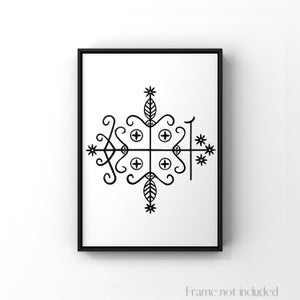Veve Papa Legba Voodoo lwa Symbol Print Loa Sigil New Orleans Magic Poster Talisman Occultism Protection Haitian Wall Decor African Art