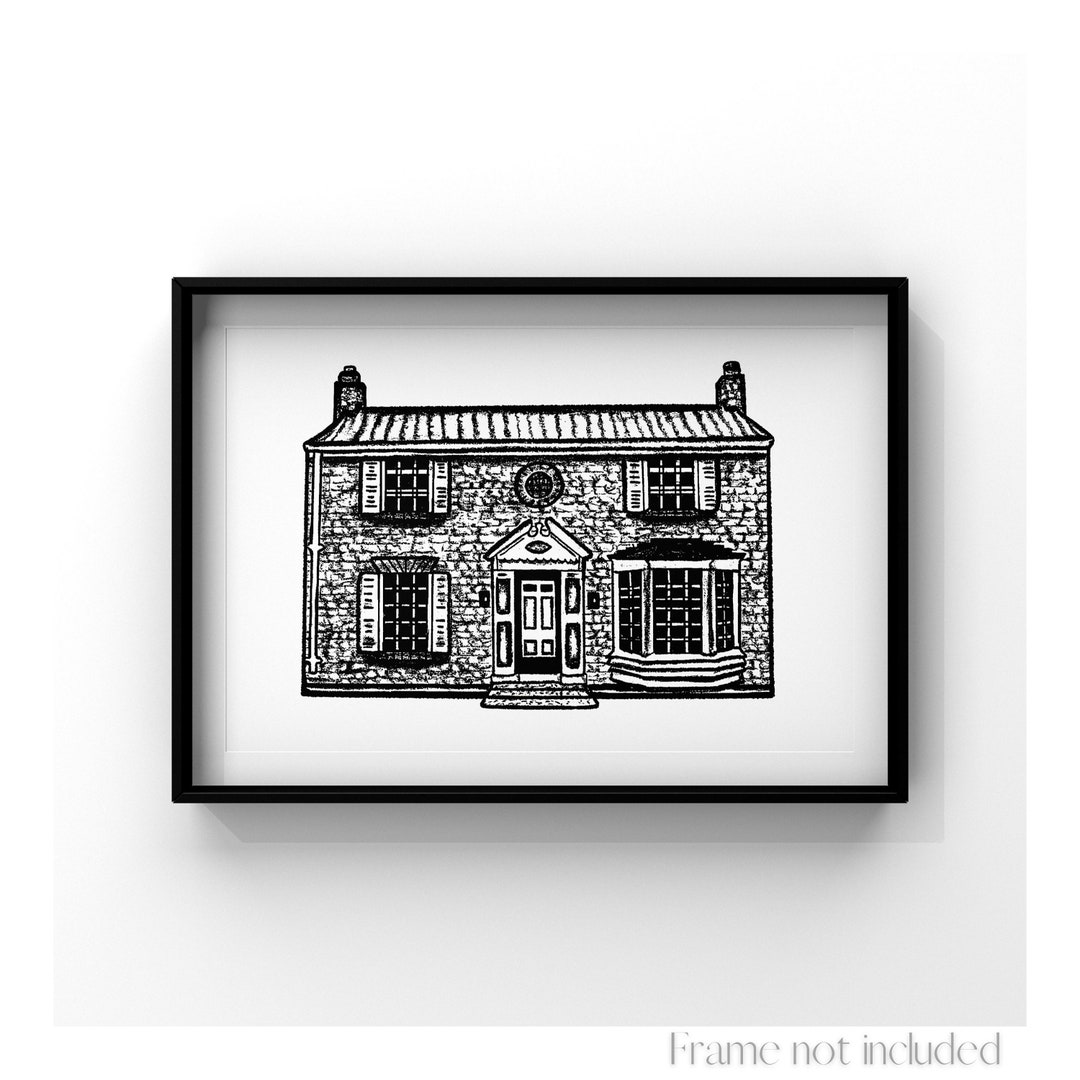 Roland Doe House Exorcist Print Illustration Residence Drawing Horror Sketch Black and White