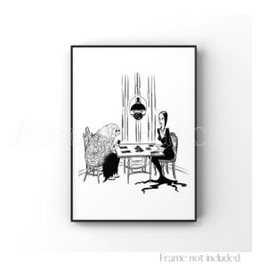 Nonna e Morticia Addams Stampa Mazzo di Tarocchi Illustrazione Disegno Cara Mia Arte Gotico Macabro Nero Anime Fumetti