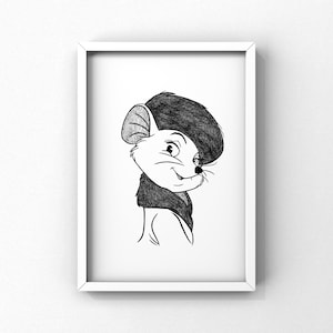 Miss Bianca Print De redders Walt Disney Bernard & Bianca Illustratie Print Vintage Art Poster Muis