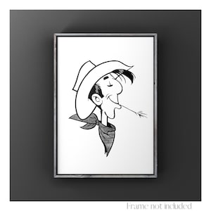 Digital Download Lucky Luke Print Cowboy Drawing Western Illustration Far West Comics Poster