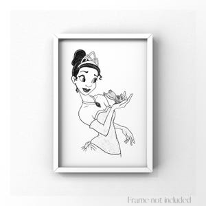 The princess and the frog Print Tiana Portrait Illustration Walt Disney Vintage Art Minimalist New Orleans Poster Wall Decor Romantic