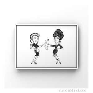 Bewitched Elizabeth Montgomery Samantha Stephens Illustration Serena Print Witch Drawing Sketch Retro Wall Decor Vintage Poster Art Magic