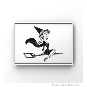 Bewitched Kunstdruck Elizabeth Montgomery Zeichnung Samantha Stephens Illustration Hexe Skizze Wanddekoration Vintage Poster