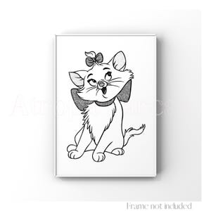 Marie Stampa Gli Aristogatti Disegno Walt Disney Gatto Illustrazione Gattino Anime Vintage Poster Arte Minimalista
