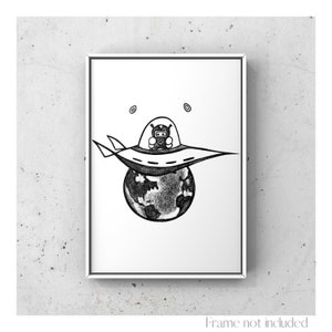 Mi impresión marciana favorita Ilustración de Ray Walston Ciencia ficción Dibujo Alien Vintage Sitcom Retro Astronauta Sketch Art TV Póster