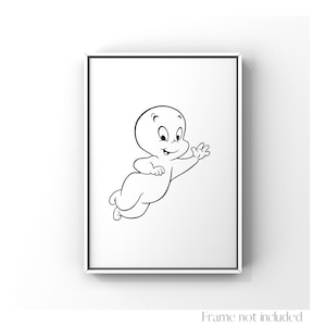 Casper the Friendly Ghost illustration Print Drawing Vintage Cartoon Art Sketch Retro Anime Halloween