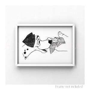 Pongo & Puppy 101 One Hundred and One Dalmatians Walt Disney Dog Illustration Print Vintage Retro Pet Poster Art Anime Cartoon