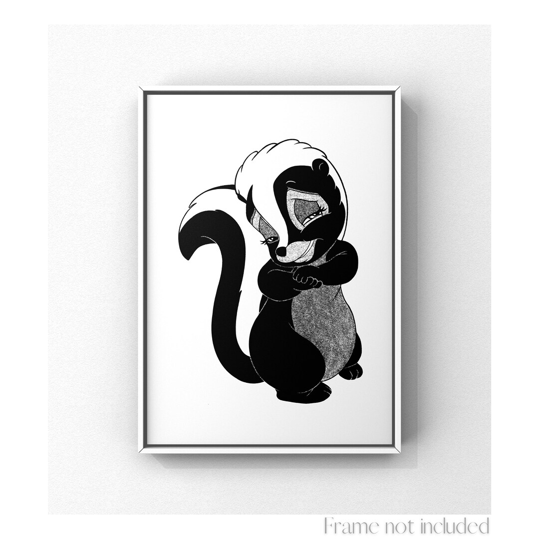 Flower Bambi Print Walt Disney Skunk Illustration Drawing Baby Animal