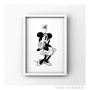 Minnie Mouse Walt Disney Illustration Print Anime Vintage Retro Pet Poster Art Mickey Minimalist