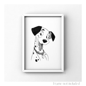 Pongo 101 One Hundred and One Dalmatians Walt Disney Dog Illustration Print Vintage Retro Pet Poster Art Anime Cartoon