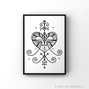Veve Erzulie Freda Dahomey Voodoo Symbol Print Loa Sigil New Orleans Magic Poster Protection Occultism Haitian African Art Talisman