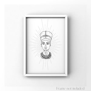 Nefertiti Print Pharaoh Portrait Queen Ancient Egypt Illustration Egyptian Mythology Pharaoh Akhenaten Portrait Royal Drawing Art