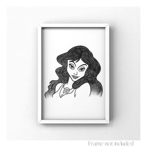 Vanessa Sea Witch Imprimir La Sirenita Dibujo Villano Walt Disney Boceto Ursula Ilustración Vintage Retrato Anime Cartel Arte 1989