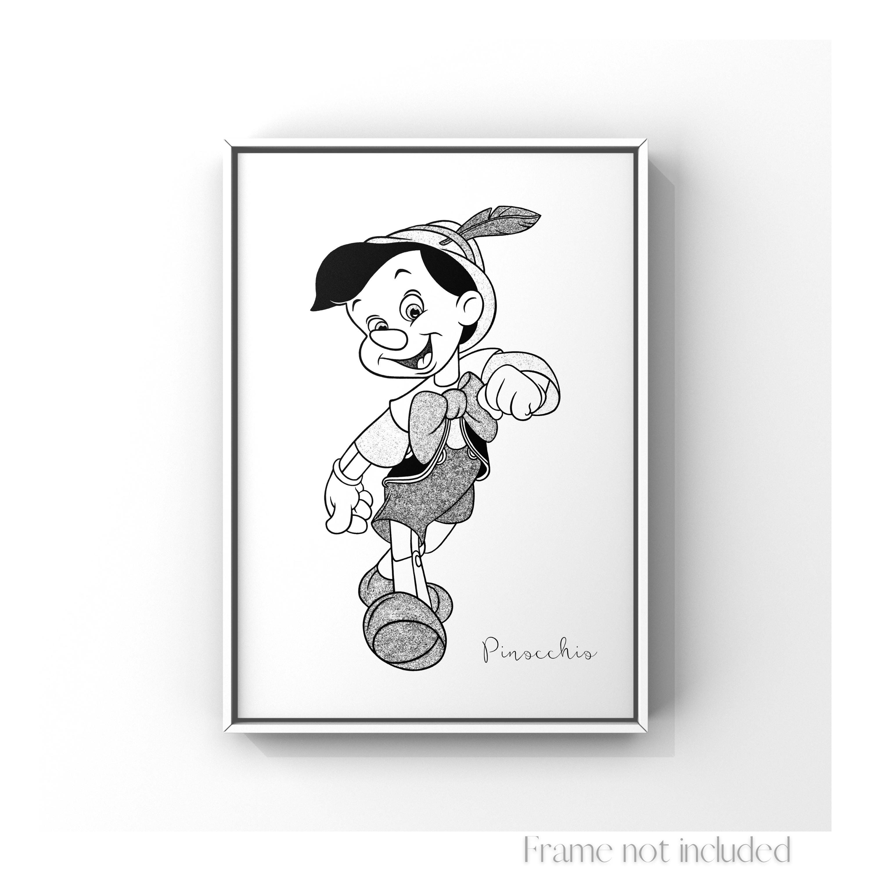 ピノキオプリントウォルトディズニーイラストアニメヴィンテージ描画