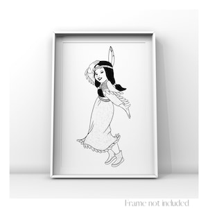 Tiger Lily Print Peter Pan Walt Disney Illustration Neverland J. M. Barrie Drawing Art Sketch Vintage Poster Printable