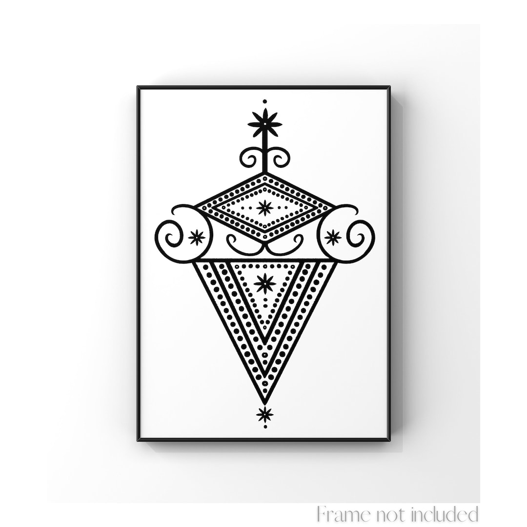 Veve La Sirene Voodoo Symbol Print Loa Sigil Mami Wata Magic Poster