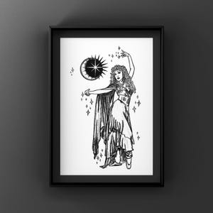 Descarga digital Retrato de Stevie Nicks Impresión de Mac Dibujo de bruja Póster de Bella Donna Decoración de pared bohemia Arte de bailarina