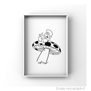 Los Pitufos Imprimir Ilustración Los Pitufos Anime Dibujos Animados Vintage Arte Minimalista Cartel Decoración de Pared Retro
