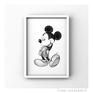 Mickey Mouse Ilustração Impressão Anime Desenho Vintage Retro Pet Poster Arte Minimalista Walt Disney