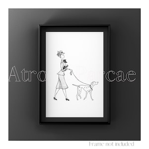 Digital Download Anita & Perdita Print 101 Dalmatians Drawing Dog Walt Disney Illustration Anime Poster