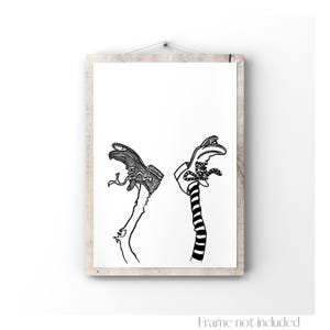 Pippi Longstocking Print Shoes Pippi Långstrump Boots Illustration Vintage Art Poster Wall Decor Retro Astrid Lindgren