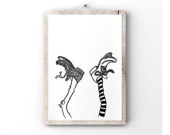 Pippi Calzaslargas imprimir zapatos Pippi Långstrump botas ilustración vintage arte cartel pared decoración retro Astrid Lindgren