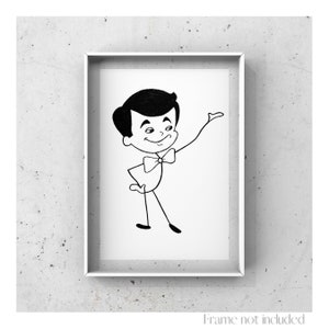 Desi Arnaz Lucy & Ricky Ricardo I Love Lucy Illustration Print Drawing Vintage Cartoon Art Sketch Retro TV