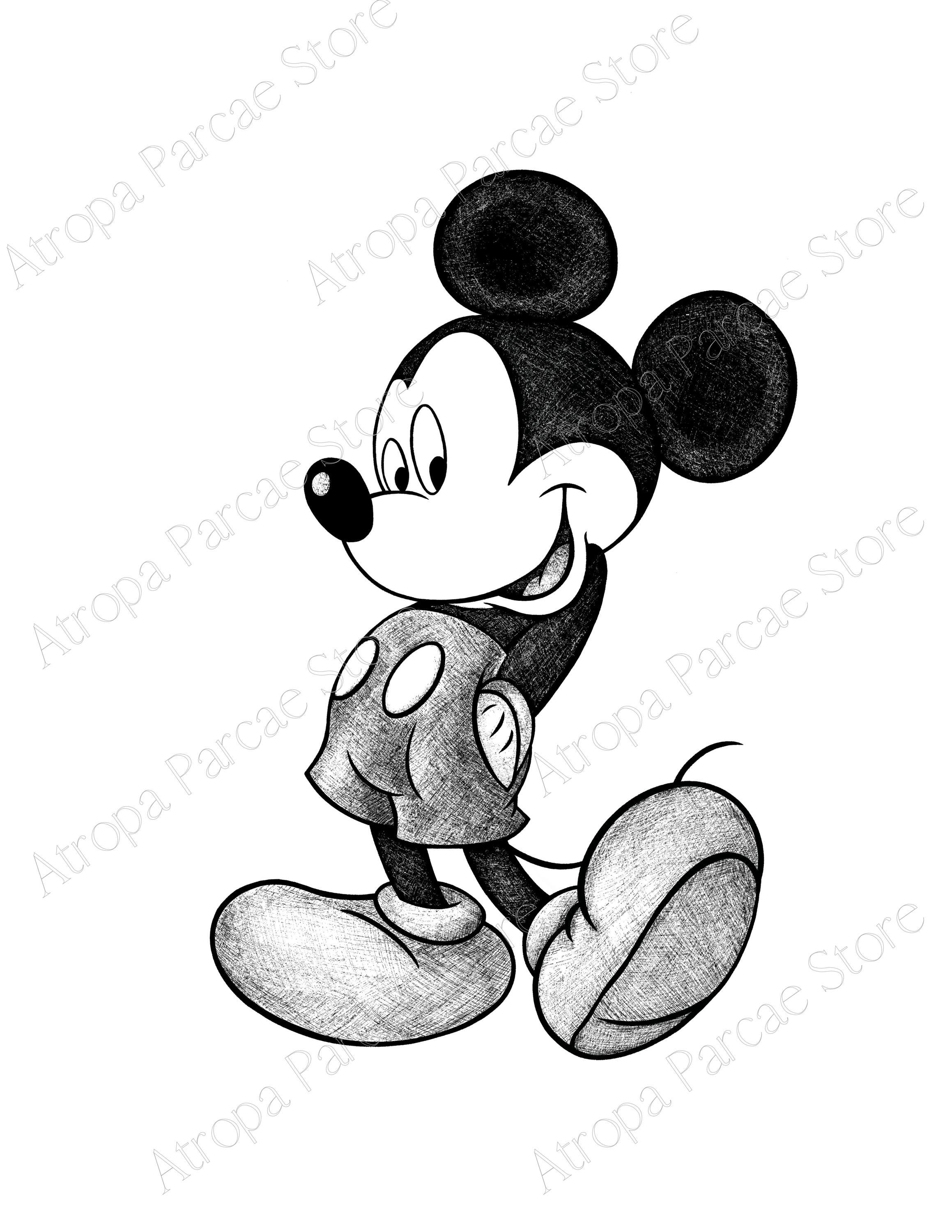 ミッキーマウス　ドローイング デジタルダウンロード ミッキーマウスプリント ウォルトディズニー