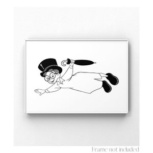 John Darling Print Peter Pan Walt Disney Illustration You Can Fly! Drawing Neverland J. M. Barrie Art Sketch Vintage Poster Printable Fairy