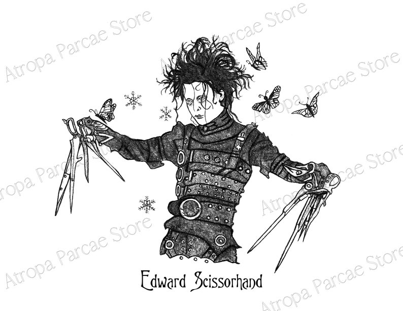 Edward Scissorhands Johnny Depp Tim Burton Illustration Print - Etsy