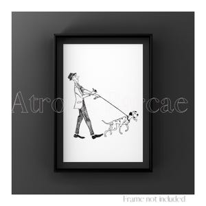 Digital Download Roger & Pongo Print 101 Dalmatians Drawing Dog Walt Disney Illustration Anime Poster