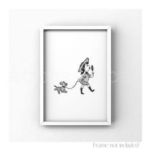 Cucciolo della carica dei 101 e giovane signora La carica dei centouno dalmata Walt Disney cane mamma illustrazione stampa poster vintage per animali domestici