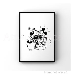 Mickey & Minnie Mouse Print Walt Disney Illustration Anime Drawing Vintage Pet Retro Poster Lovers Minimalist Art 1928