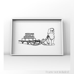 Hot Dog Christmas Pet Archie Comics Illustration Print Animal Drawing Retro Sketch Gift