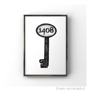 1408 Dolphin Hotel Illustratie sleutel Stephen King Print New York Horror paranormale spookachtige Tekening