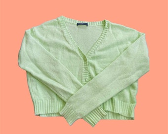 Cardigã brandy melville, cardigã verde, botão, brandy melville, outono, botão, manga comprida