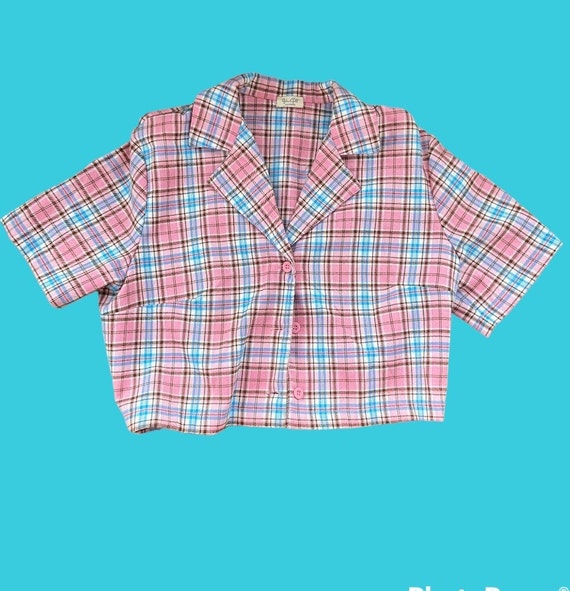 Button up Shirt, Rare Brandy Melville, Rare, Pink Button Up, Brandy Melville,  Crop Top, Button up Crop Top 