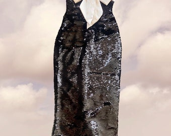 Dress with bow, black and white dress, evening gown, house of cb, formal dress, black and white, prom, party